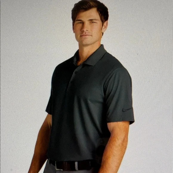 NWT Nike Dri Fit Micro Pique Tall Man Dark Gray Polo Golf Shirt Size XL-Tall - Picture 3 of 11